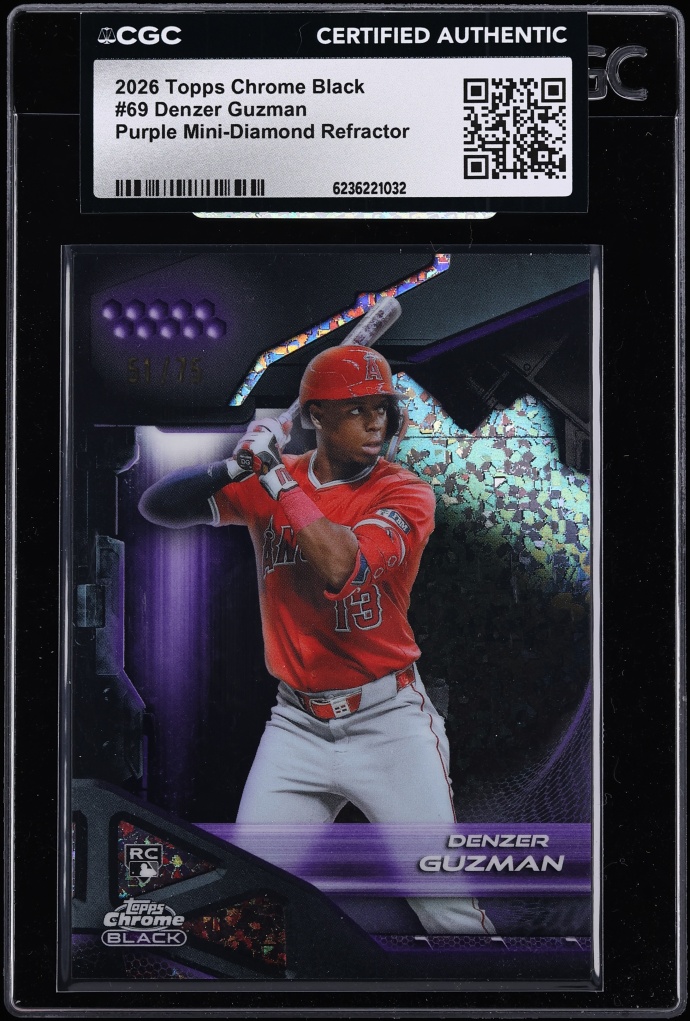 2026 Topps Chrome Black Purple Mini Diamond Refractor Denzer Guzman ROOKIE /75 #69 CGC AUTH