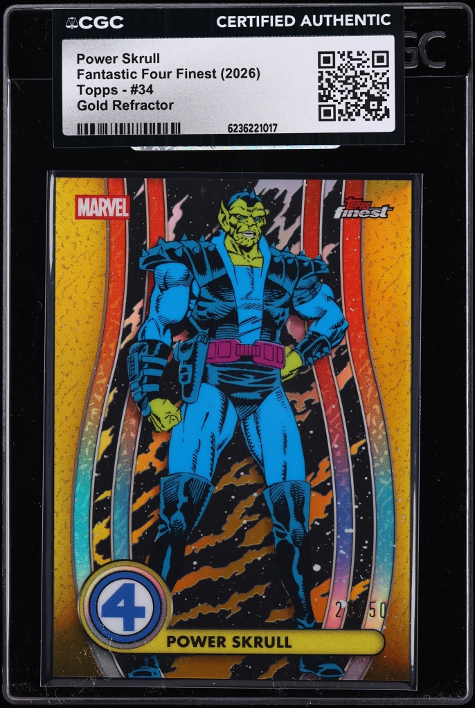 2026 Finest Fantastic Four Gold Refractor Power Skrull /50 #34 CGC AUTH