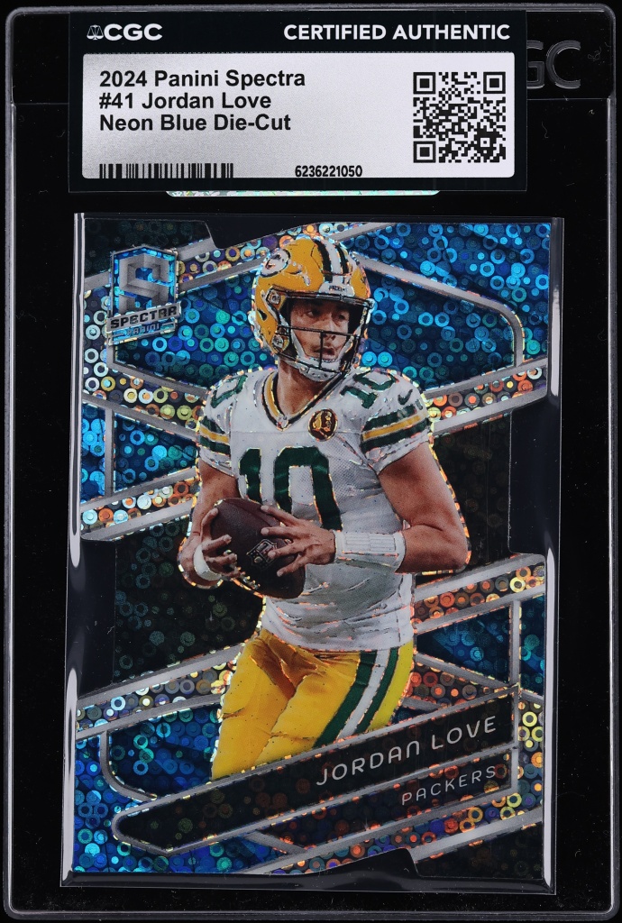 2024 Panini Spectra Neon Blue Die-Cut Jordan Love /50 #41 CGC AUTH