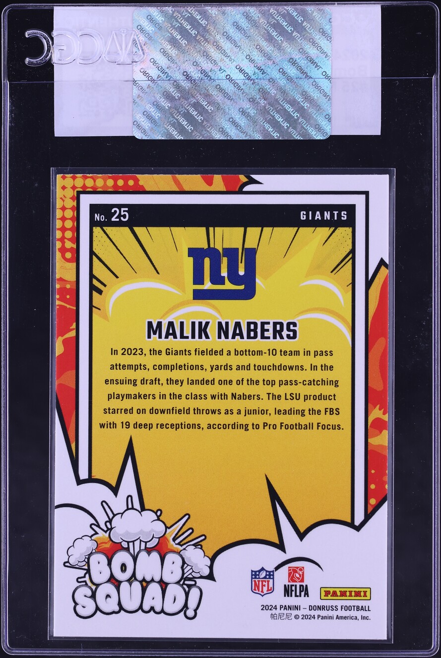 2024 Donruss Bomb Squad! Malik Nabers ROOKIE #25 CGC AUTH