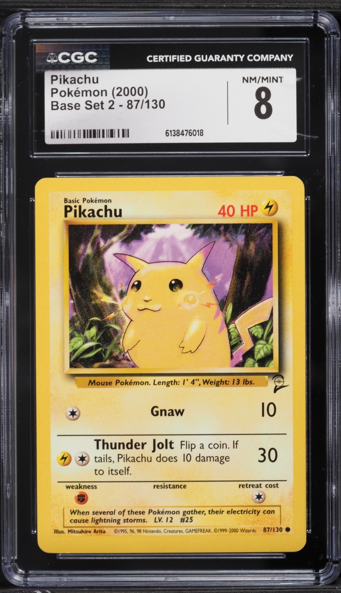 2000 Pokemon Base Set 2 Pikachu #87 CGC 8 NM-MT