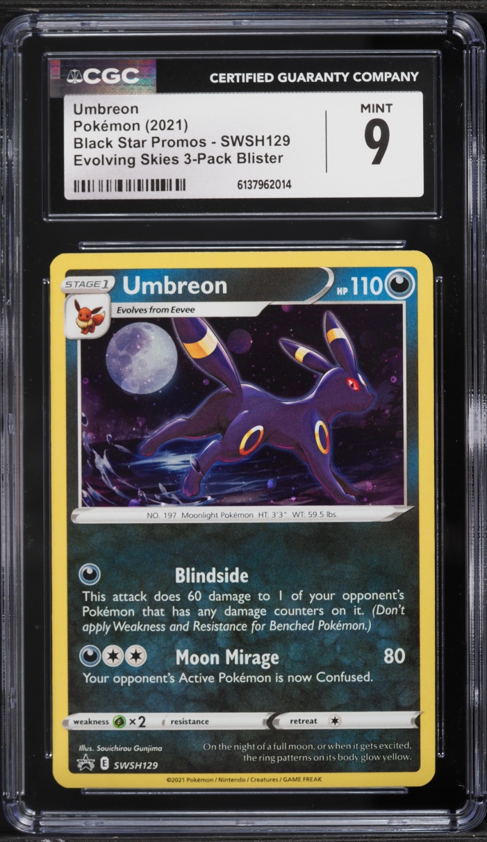 2021 Pokemon Sword & Shield Black Star Promo Evolving Skies Umbreon #SWSH129 CGC 9 MINT