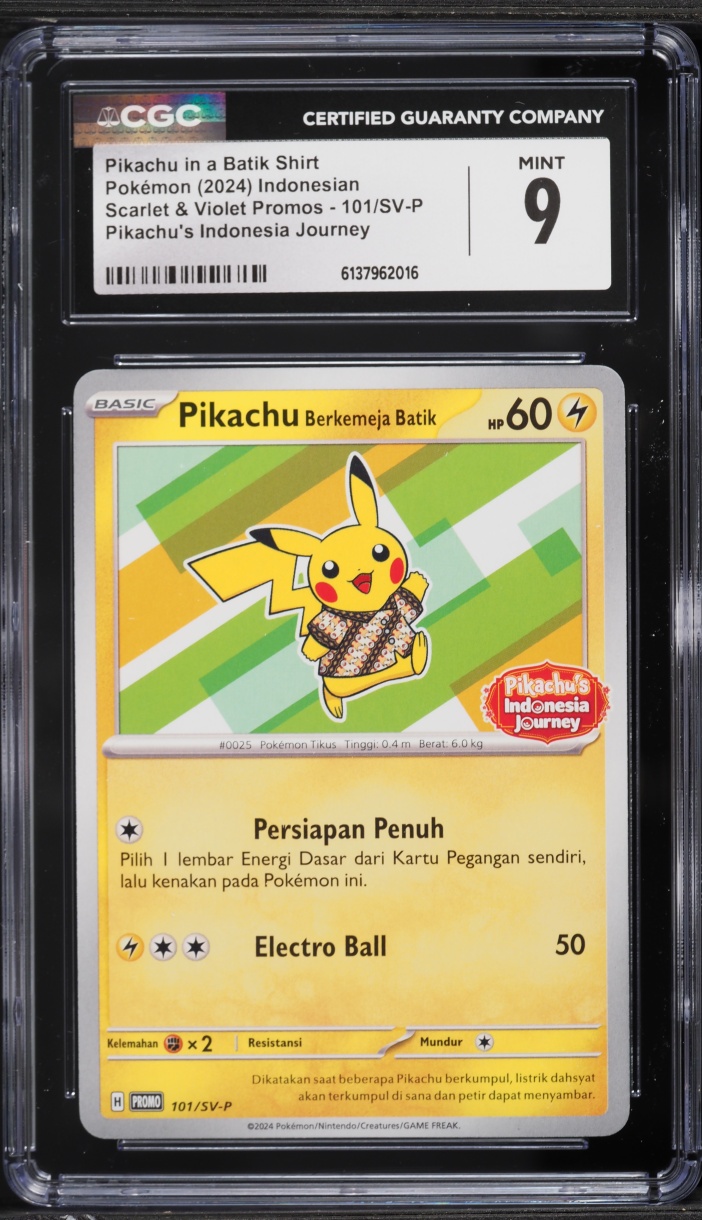 2024 Pokemon Indonesian Scarlet & Violet Promo Pikachu In A Batik Shirt #101 CGC 9 MINT