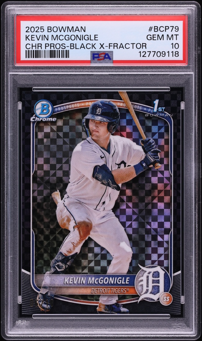 2025 Bowman Chrome Black Xfractor Kevin McGonigle PROSPECT /10 #BCP-79 PSA 10 GEM MINT