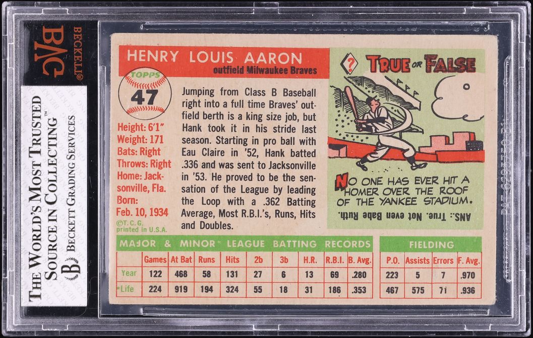 1955 Topps Hank Aaron #47 BVG 2.5 GD+