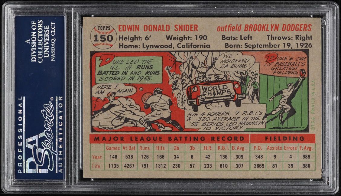 1956 Topps Duke Snider #150 PSA 8 NM-MT