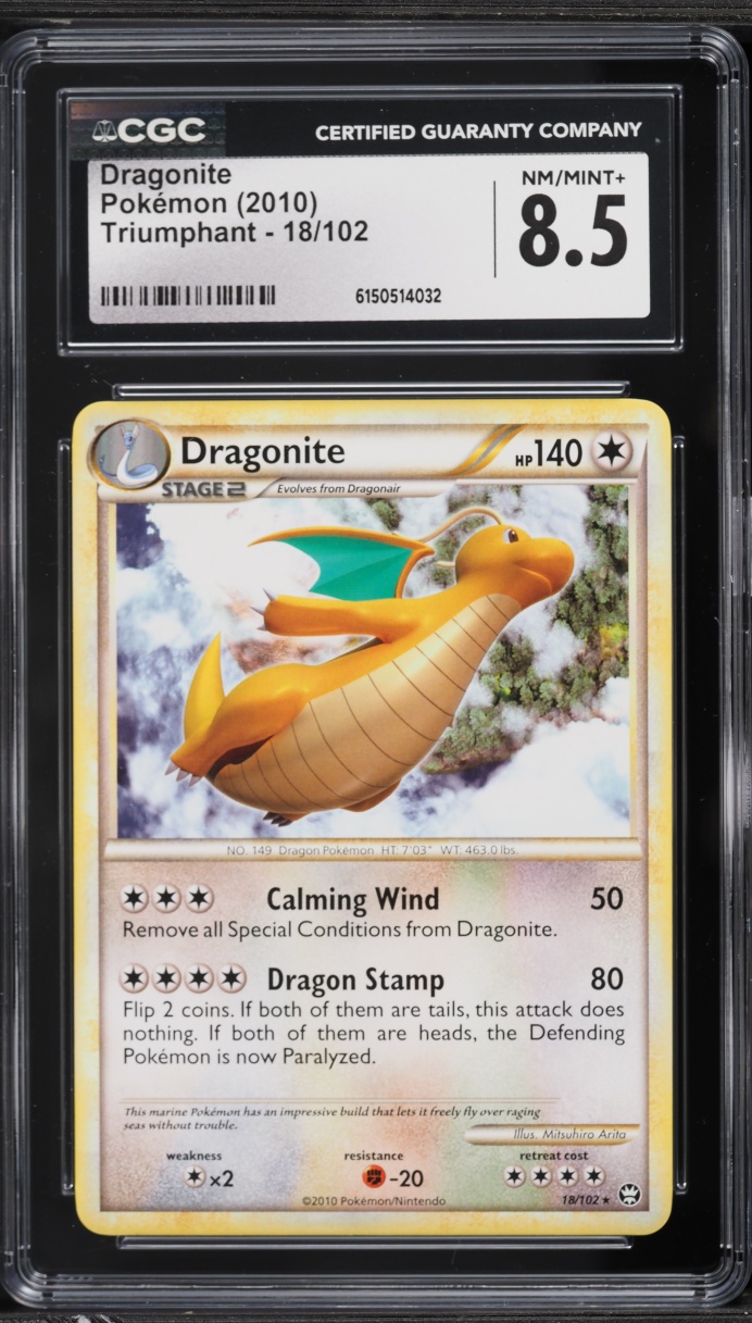 2010 Pokemon HeartGold & SoulSilver Triumphant Dragonite #18 CGC 8.5 NM-MT+