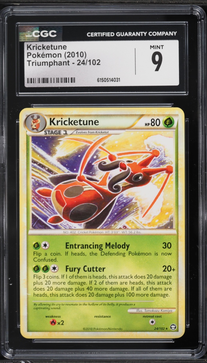 2010 Pokemon HeartGold & SoulSilver Triumphant Kricketune #24 CGC 9 MINT