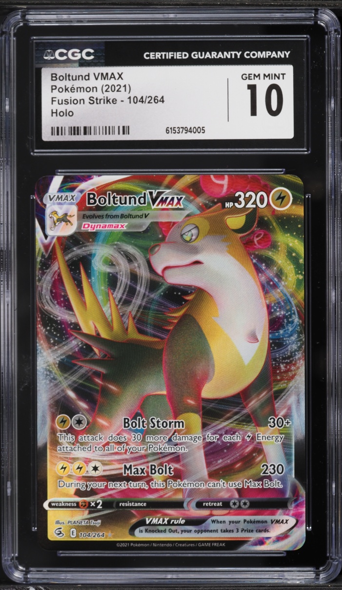 2021 Pokemon Sword & Shield Fusion Strike Full Art Boltund VMAX #104 CGC 10 GEM MINT