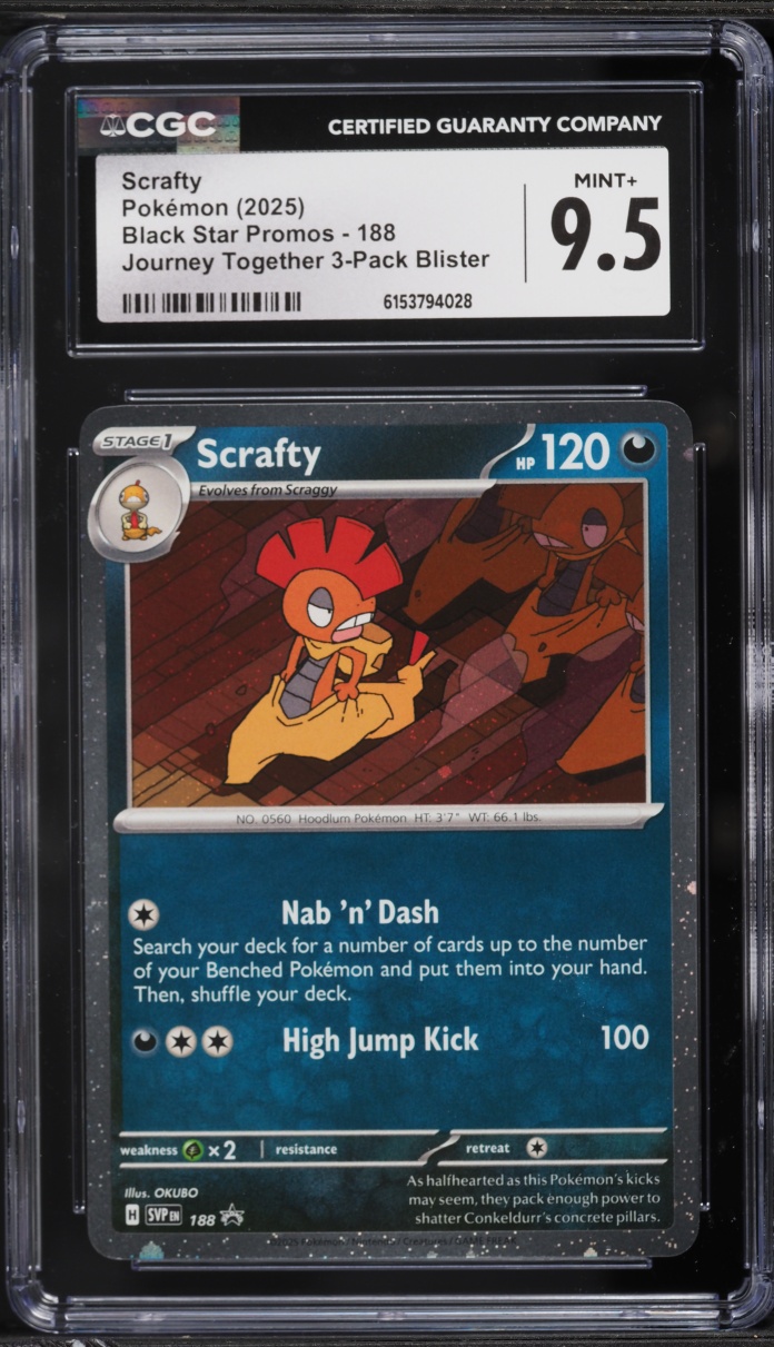 2025 Pokemon Scarlet & Violet Promo Journey Together Scrafty #188 CGC 9.5 MINT+