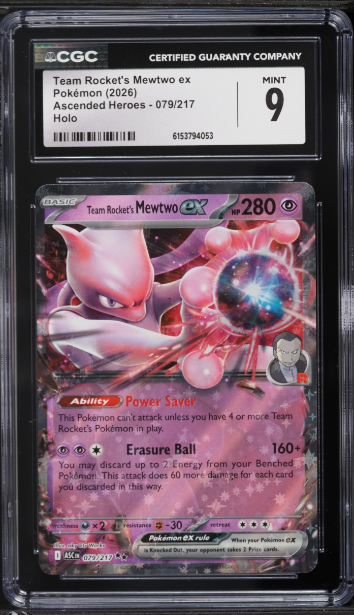 2026 Pokemon Mega Evolution Ascended Heroes Holo Team Rocket's Mewtwo Ex #79 CGC 9 MINT