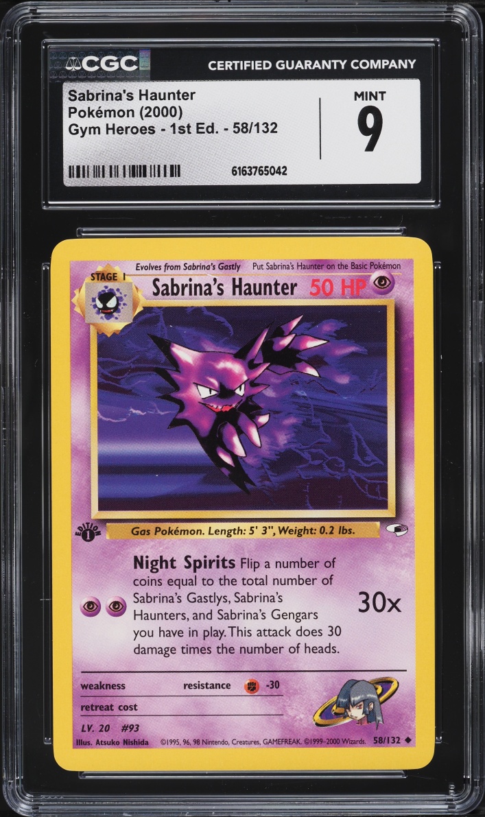 2000 Pokemon Gym Heroes 1st Edition Sabrina's Haunter #58 CGC 9 MINT