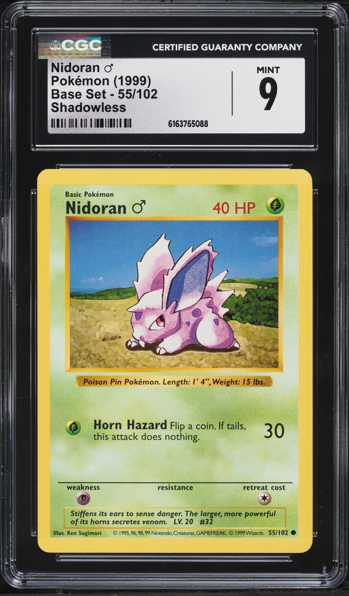 1999 Pokemon Base Set Shadowless Nidoran #55 CGC 9 MINT