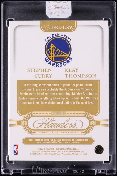 2023 Panini Flawless Stephen Curry Klay Thompson PATCH AUTO /5 #DBL-GSW