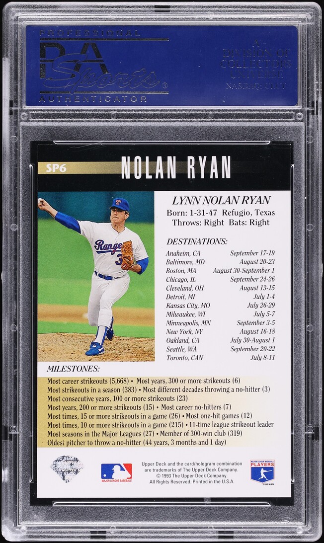 1993 Upper Deck Nolan Ryan #SP6 PSA 7.5 NRMT+