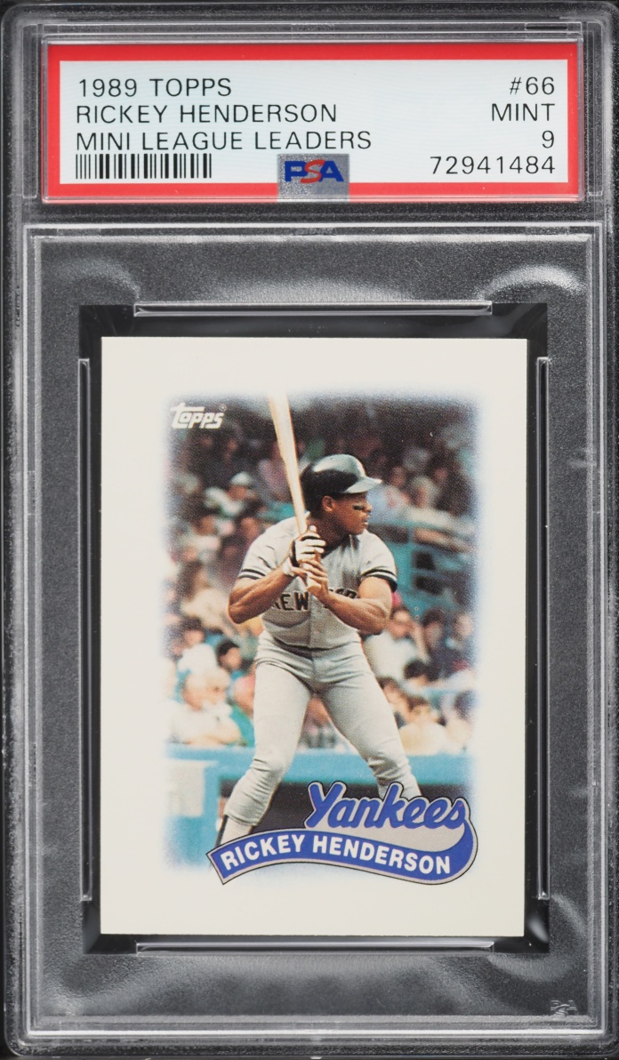 1989 Topps Mini League Leaders Rickey Henderson #66 PSA 9 MINT