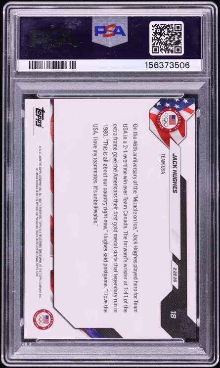 2026 Topps Now Olympics Jack Hughes #18 PSA 10 GEM MINT