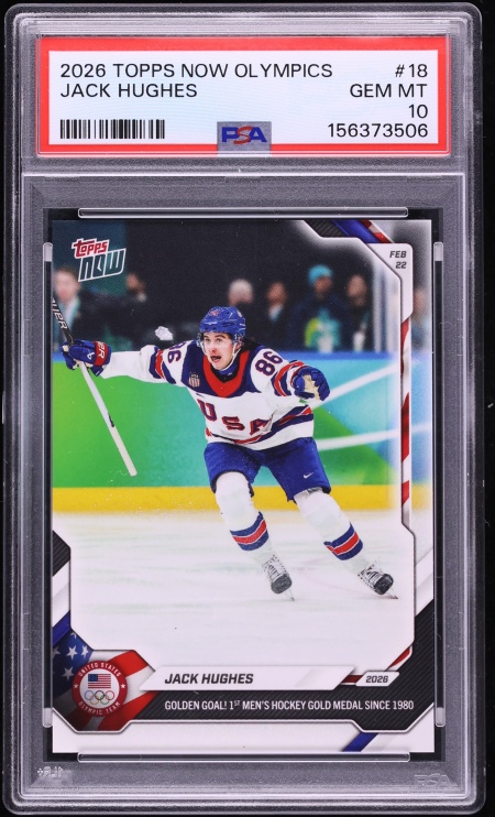 2026 Topps Now Olympics Jack Hughes #18 PSA 10 GEM MINT