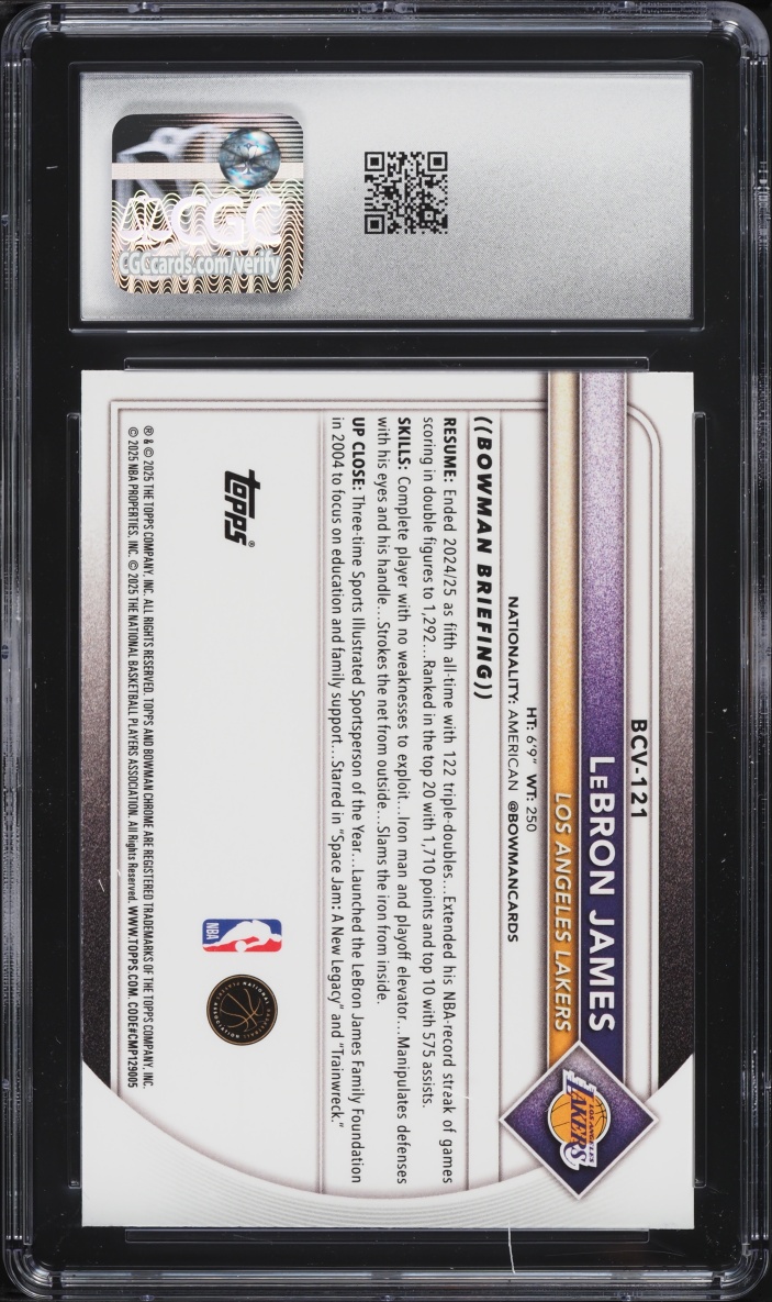 2025 Bowman Chrome Mega Box LeBron James #BCV-121 CGC 8 NM-MT