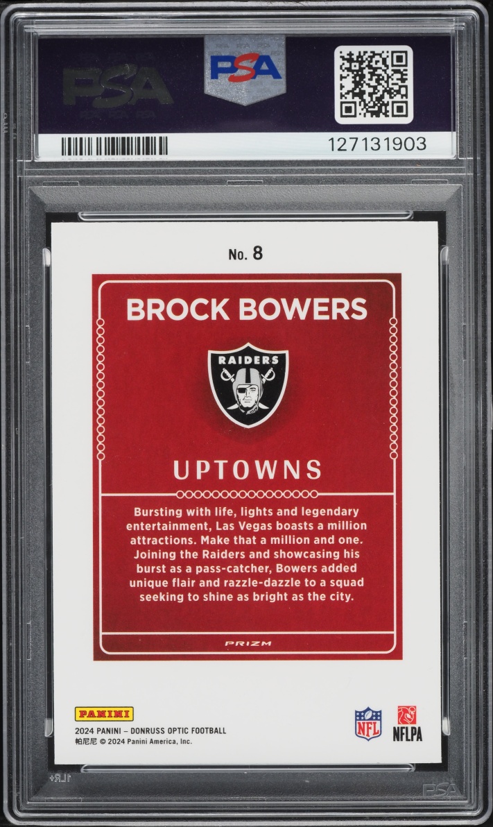 2024 Donruss Optic Uptowns Brock Bowers ROOKIE #8 PSA 10 GEM MINT
