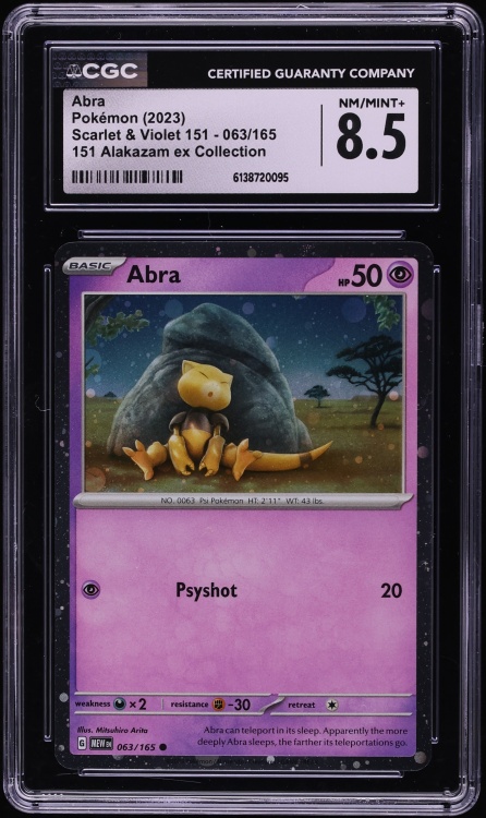 2023 Pokemon Scarlet & Violet 151 Alakazam ex Collection Abra #63 CGC 8.5 NM-MT+