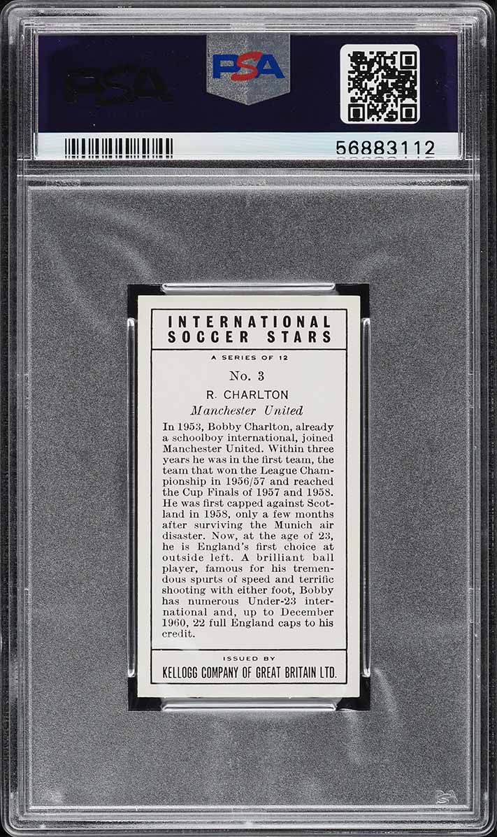 1961 Kellogg International Soccer Stars Bobby Charlton #3 PSA 9 MINT