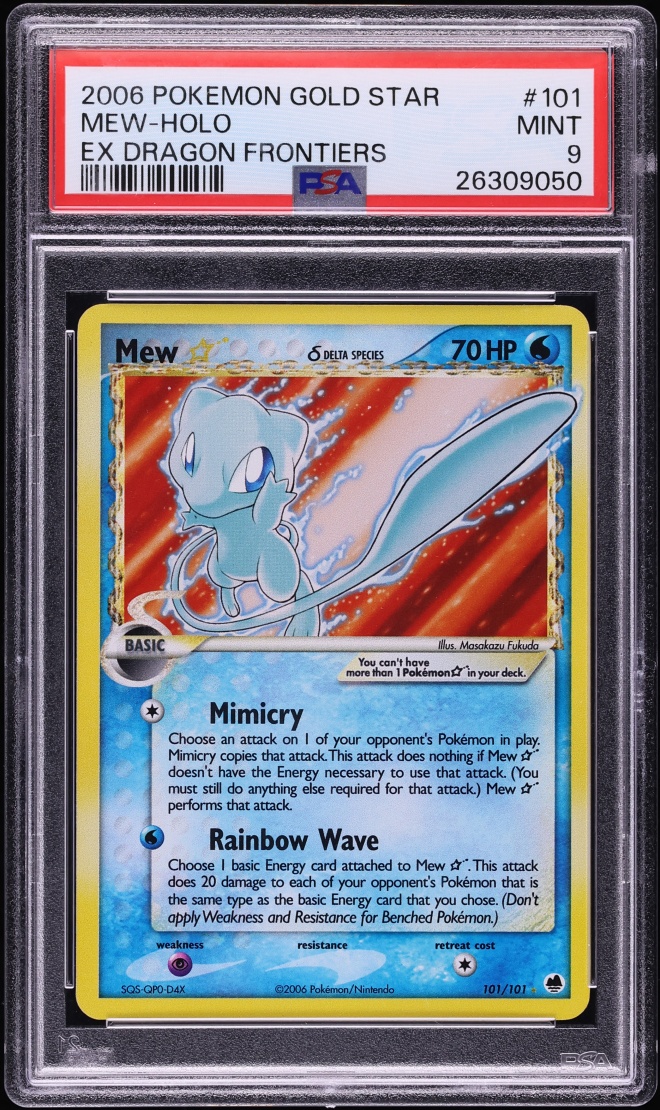 2006 Pokemon EX Dragon Frontiers Holo Mew Gold Star #101 PSA 9 MINT