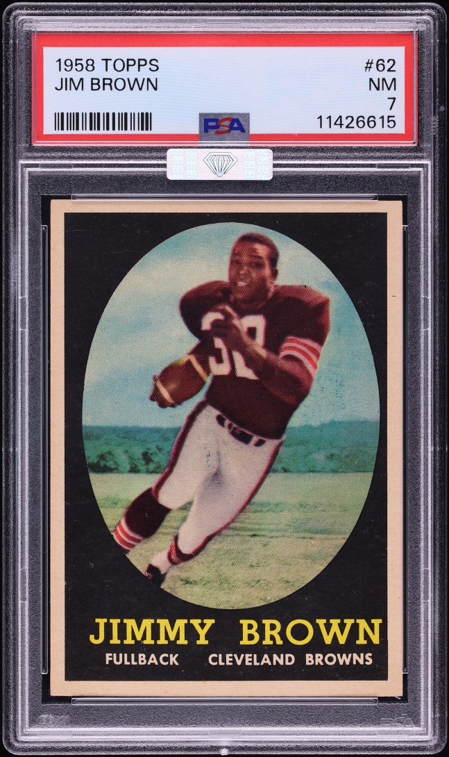1958 Topps Football Jim Brown ROOKIE #62 MBA PSA 7 NRMT