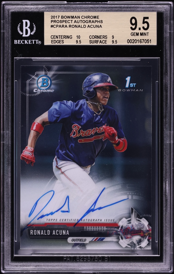 2017 Bowman Chrome Ronald Acuna Jr. PROSPECT AUTO #CPA-RA BGS 9.5 GEM MINT