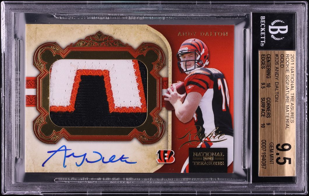 2011 National Treasures Gold Andy Dalton ROOKIE PATCH AUTO /49 #326 BGS 9.5 GEM MINT