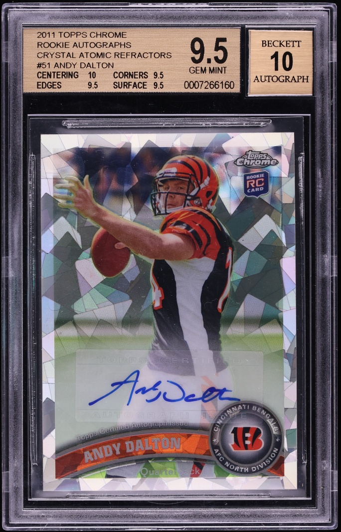 2011 Topps Chrome Crystal Atomic Refractor Andy Dalton ROOKIE AUTO /50 #51 BGS 9.5 GEM MINT