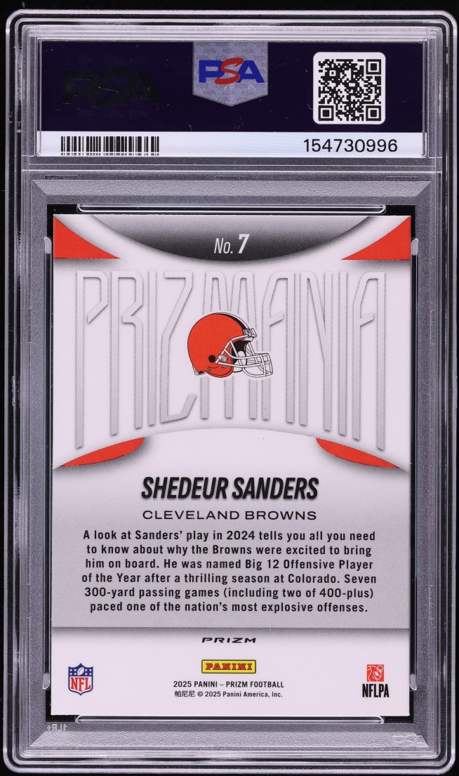 2025 Panini Prizm Prizmania Shedeur Sanders ROOKIE #7 PSA 9 MINT