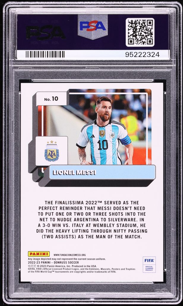 2022 Donruss FIFA Black Lionel Messi 1/1 #10 PSA 8 NM-MT