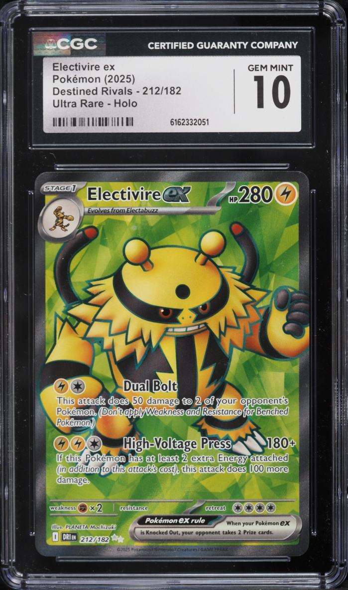 2025 Pokemon Scarlet & Violet Destined Rivals Full Art Electivire EX #212 CGC 10 GEM MINT