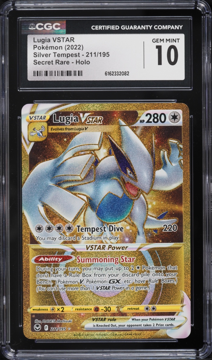 2022 Pokemon Sword & Shield Silver Tempest Gold Rare Lugia VSTAR #211 CGC 10 GEM MINT