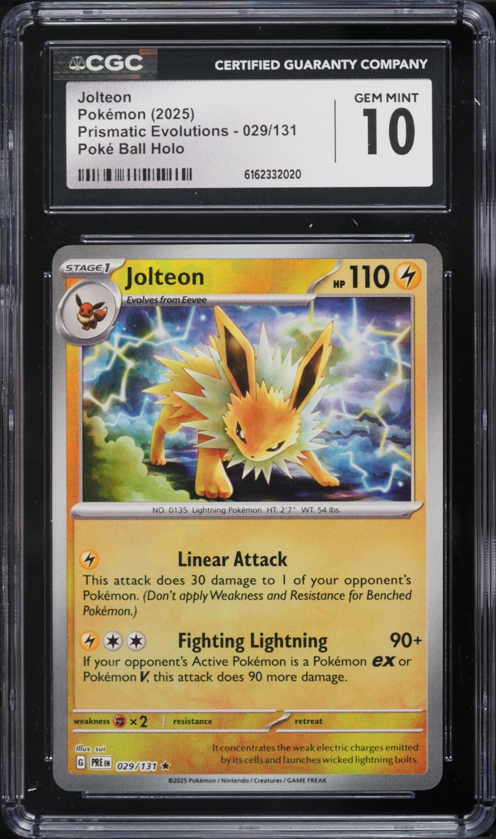 2025 Pokemon Scarlet & Violet Prismatic Evolutions Poke Ball Holo Jolteon #29 CGC 10 GEM MINT