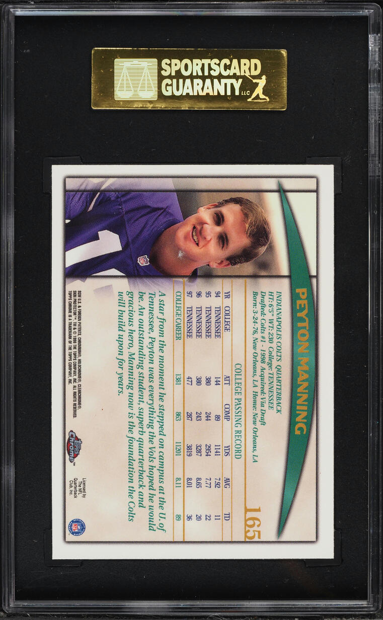 1998 Topps Chrome Peyton Manning ROOKIE #165 SGC 9 MINT