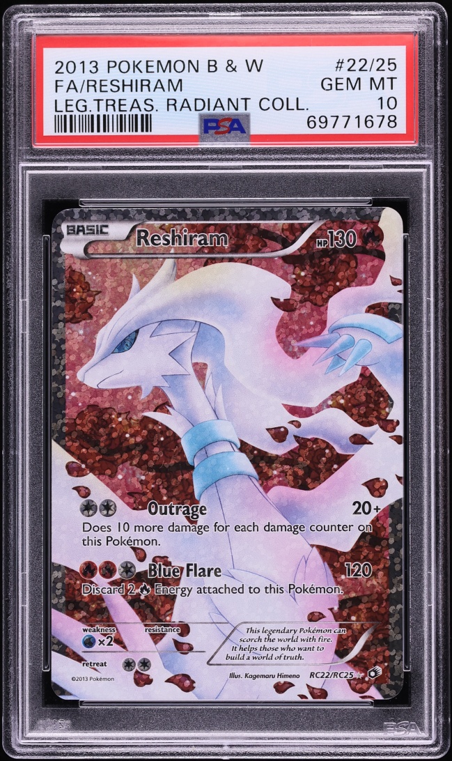 2013 Pokemon BW Legendary Treasures Radiant Collection Full Art Reshiram #RC22 PSA 10 GEM MINT
