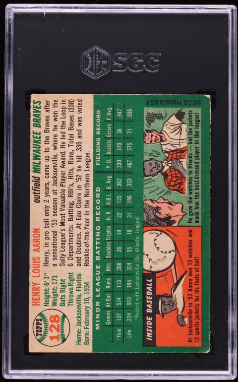 1954 Topps Hank Aaron ROOKIE #128 SGC 3.5 VG+