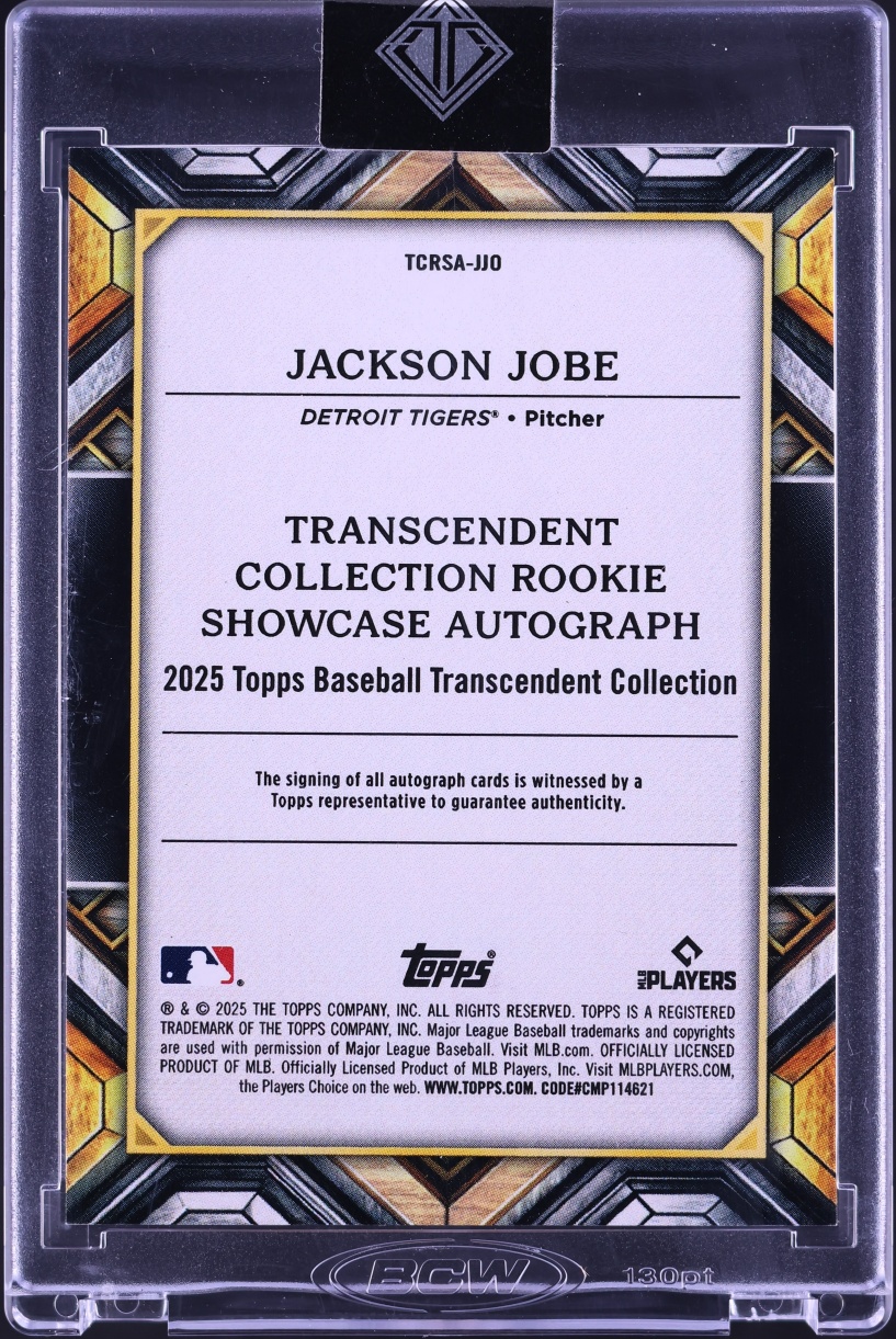 2025 Topps Transcendent Collection Showcase Jackson Jobe ROOKIE AUTO 1/25 #TCRSA-JJO