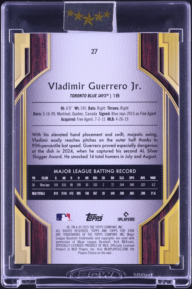 2025 Topps Five Star Emerald Valdimir Guerrero Jr. /15 #27