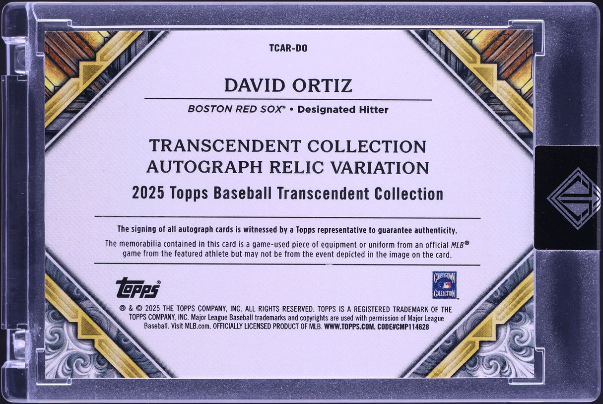 2025 Topps Transcendent Collection David Ortiz PATCH AUTO /25 #TCAR-DO