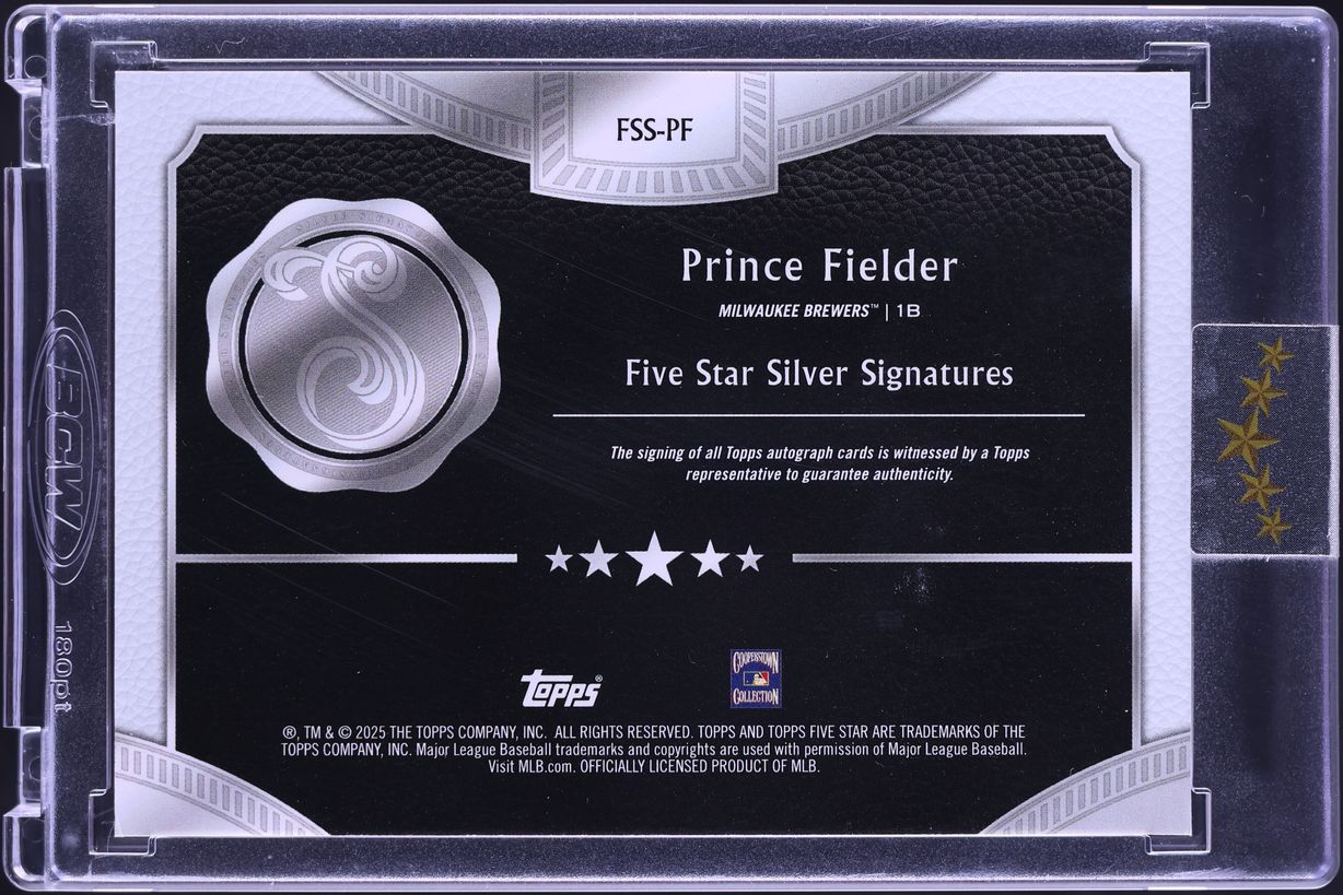 2025 Topps Five Star Silver Signatures Aqua Prince Fielder AUTO /30 #FSS-PF