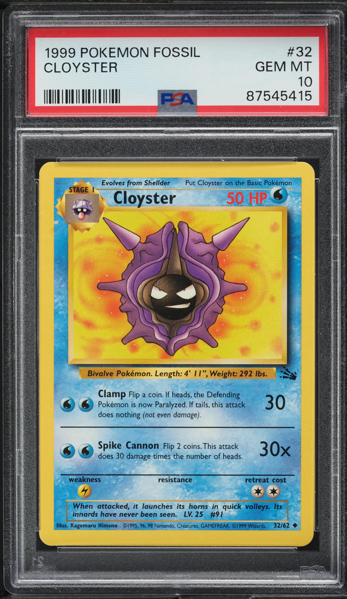 1999 Pokemon Fossil Cloyster #32 PSA 10 GEM MINT