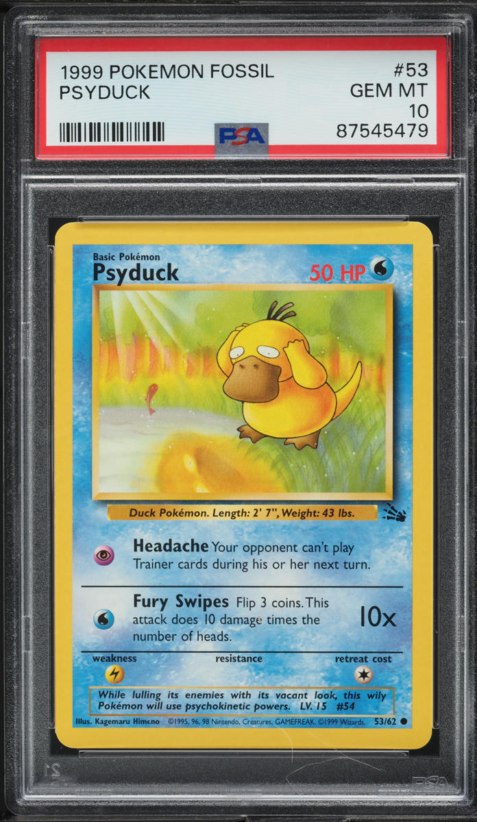 1999 Pokemon Fossil Psyduck #53 PSA 10 GEM MINT