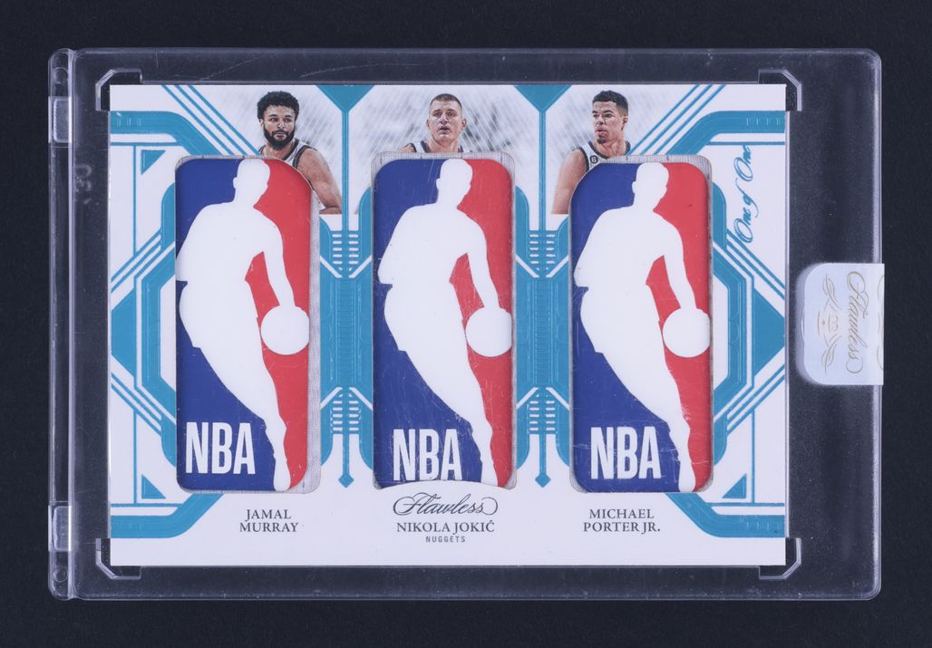 2022 Flawless Triple Nikola Jokic Murray Porter Jr. LOGOMAN PATCH 1/1 MBA AUTH