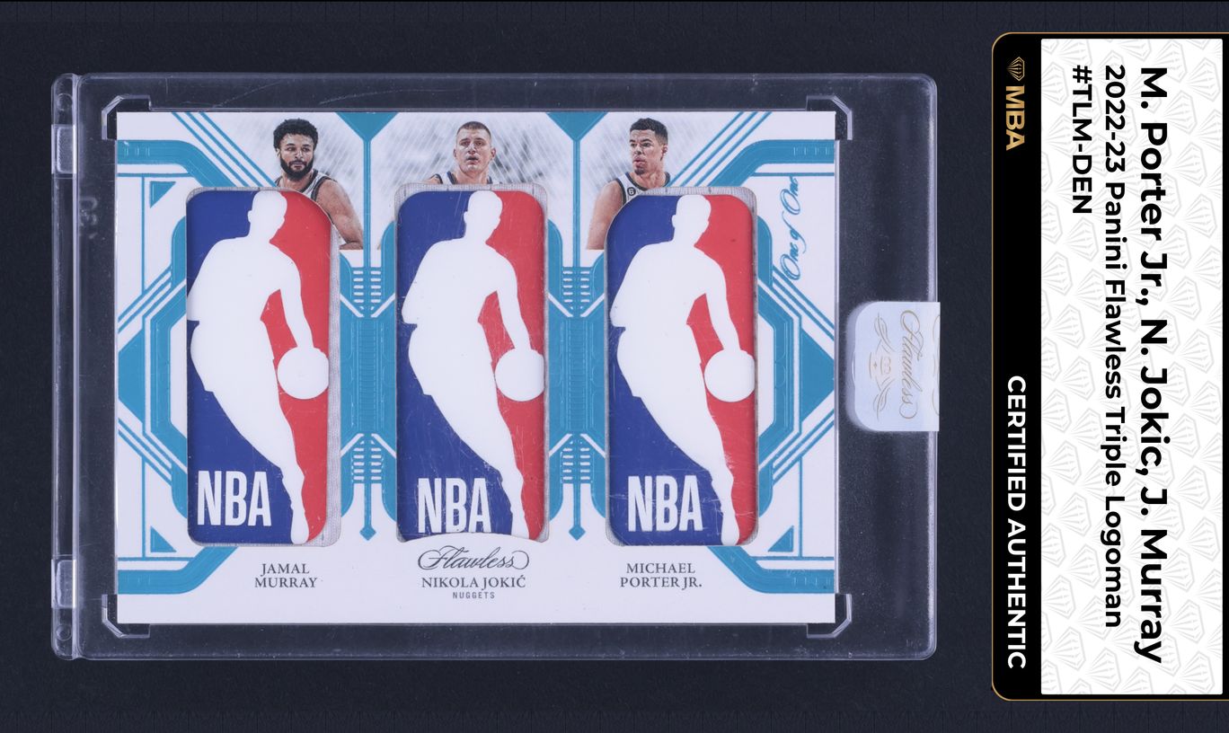 2022 Flawless Triple Nikola Jokic Murray Porter Jr. LOGOMAN PATCH 1/1 MBA AUTH