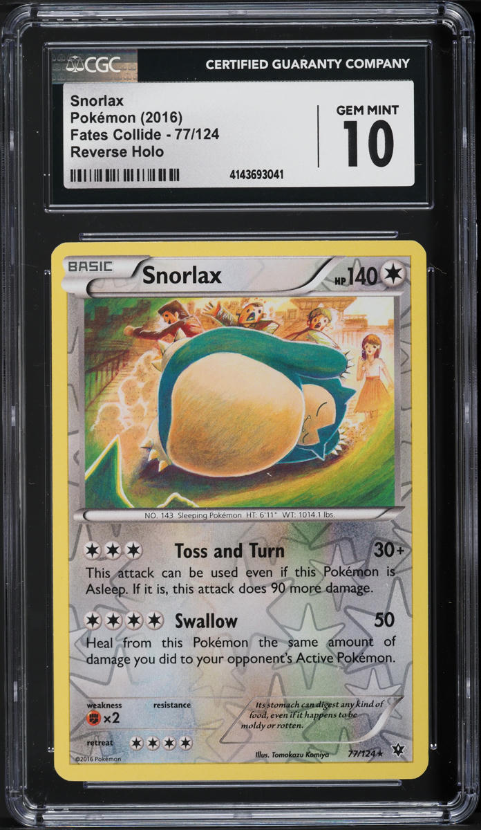 2016 Pokemon XY Fates Collide Reverse Holo Snorlax #77 CGC 10 GEM MINT