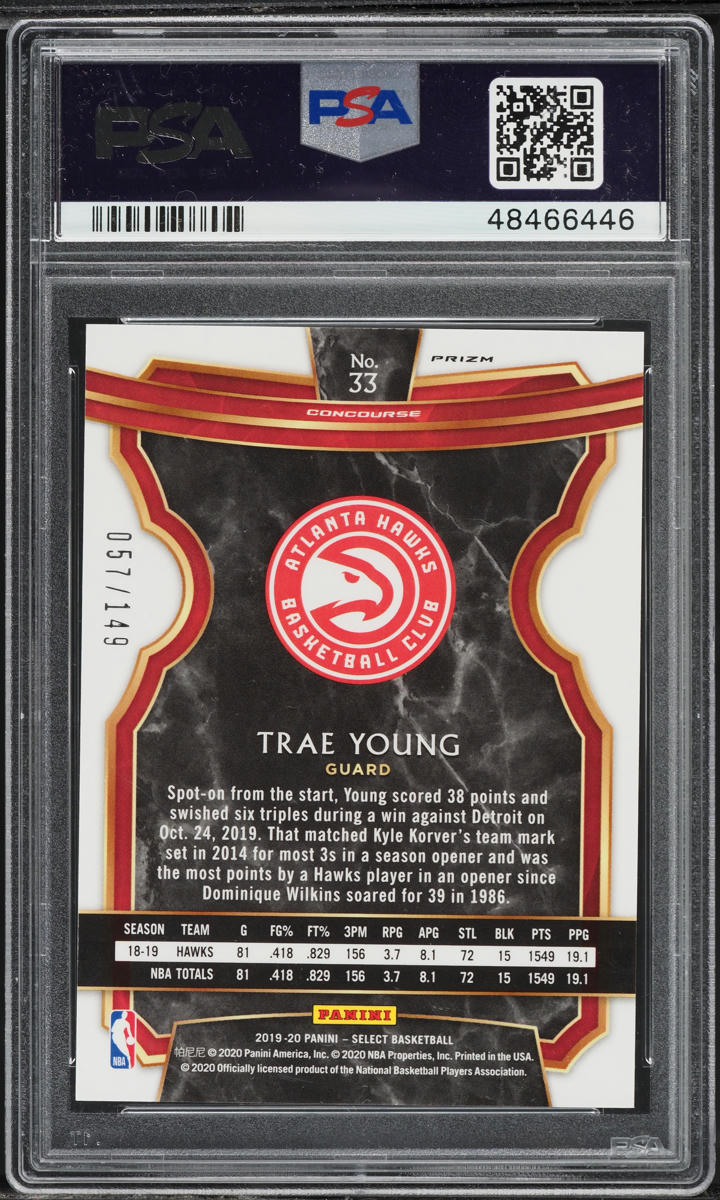 2019 Select Concourse White Prizm Trae Young /149 #33 PSA 10 GEM MINT