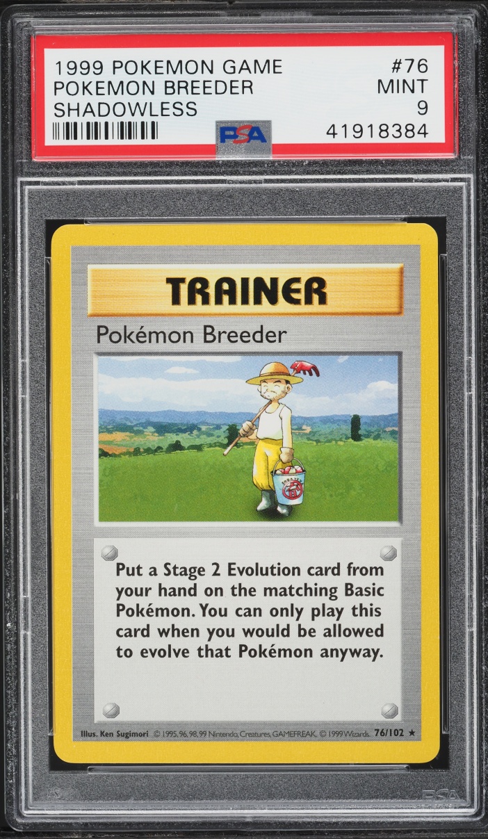 1999 Pokemon Base Set Shadowless Pokemon Breeder #76 PSA 9 MINT